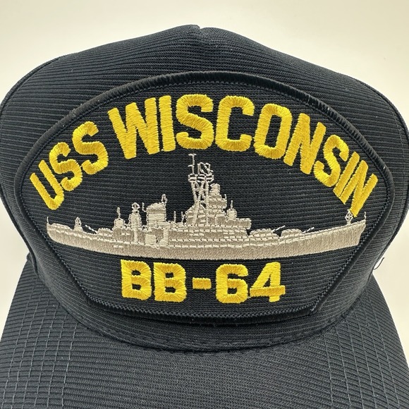 USS WISCONSIN BB-64 SHIP MILITARY HAT OFFICIAL BALL CAP U.S.A‎ MADE EAGLE CREST - Picture 3 of 10